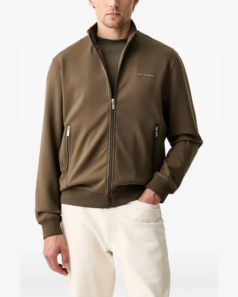 Karl Lagerfeld Sweatshirtjacke mit Logo-Schild - Grün Grün
