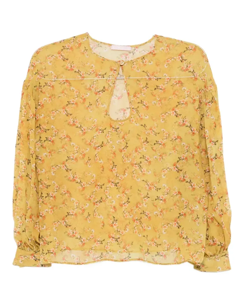 Kristina Ti floral-print keyhole-detail blouse - Gelb Gelb