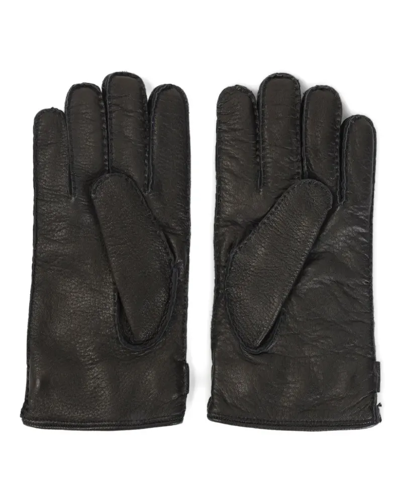 Kiton logo-plaque leather gloves - Schwarz Schwarz