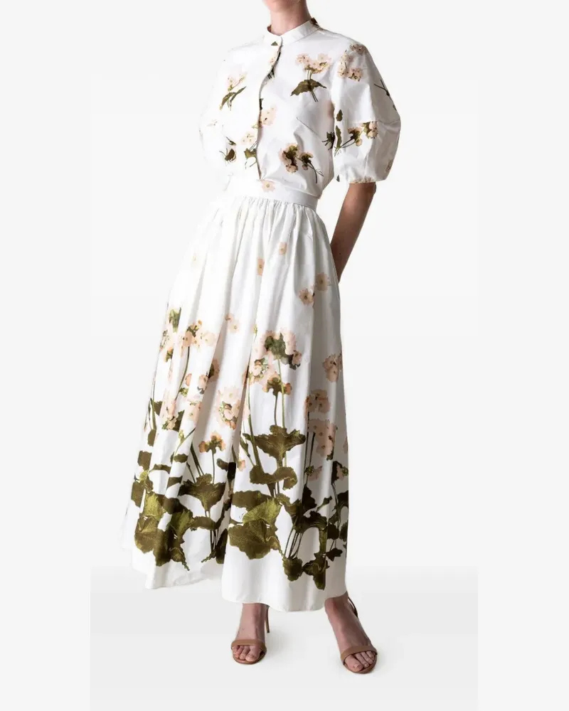 Erdem floral-print puff-sleeve shirt - Weiß Weiß