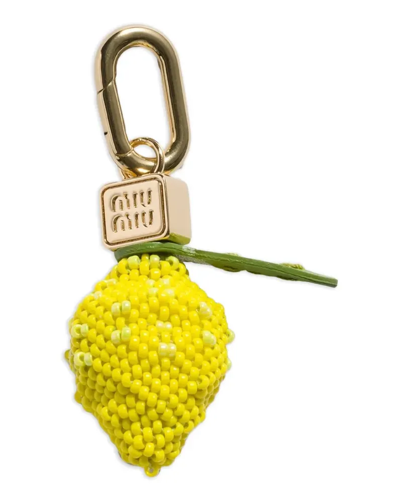Miu Miu Micro-Accessoire aus Leder, Perlen und Metall - Gelb Gelb