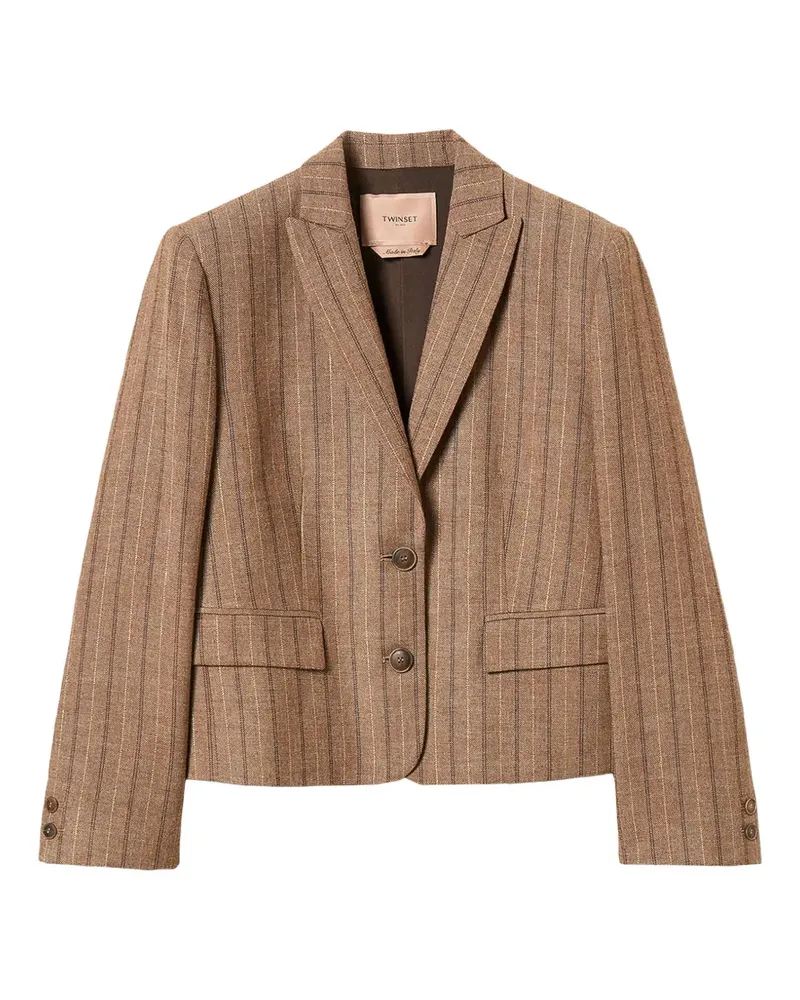 Twin-Set Cropped-Blazer mit Nadelstreifen - Braun Braun