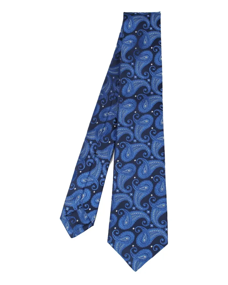 Kiton paisley-pattern silk tie - Blau Blau