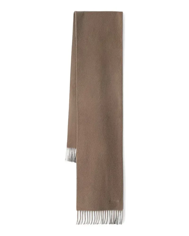 Max Mara fringed logo-embroidered scarf - Nude Nude