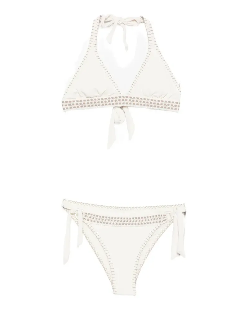 Banana Moon crochet-trim halterneck bikini - Nude Nude