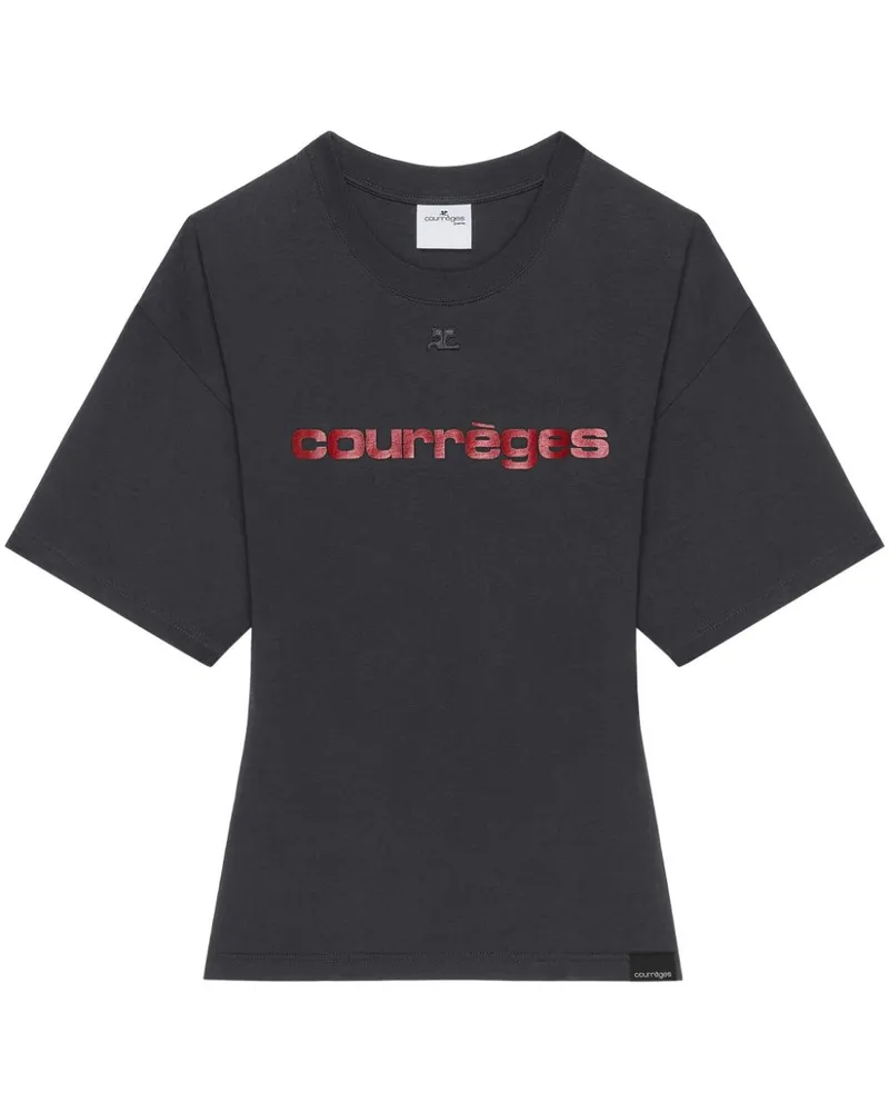 Courrèges T-Shirt mit Print - Grau Grau
