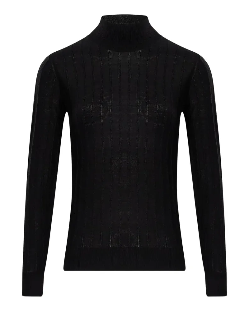 Tagliatore Gerippter Rollkragenpullover - Schwarz Schwarz