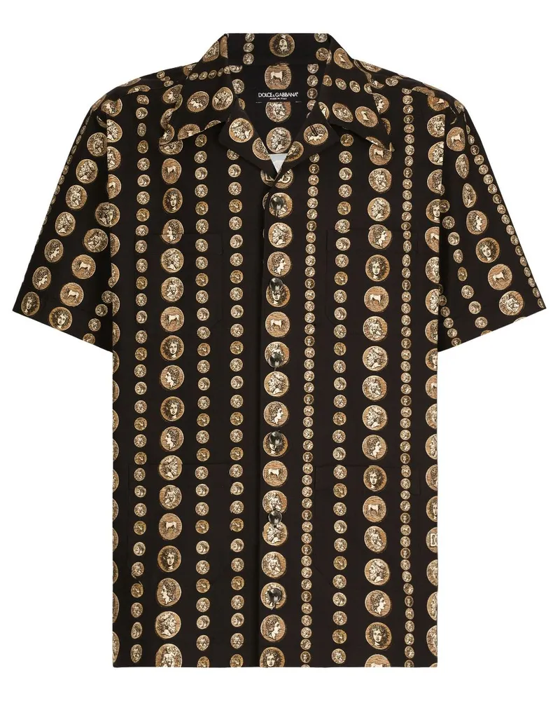 Dolce & Gabbana Hemd mit Münzen-Print - Schwarz Schwarz