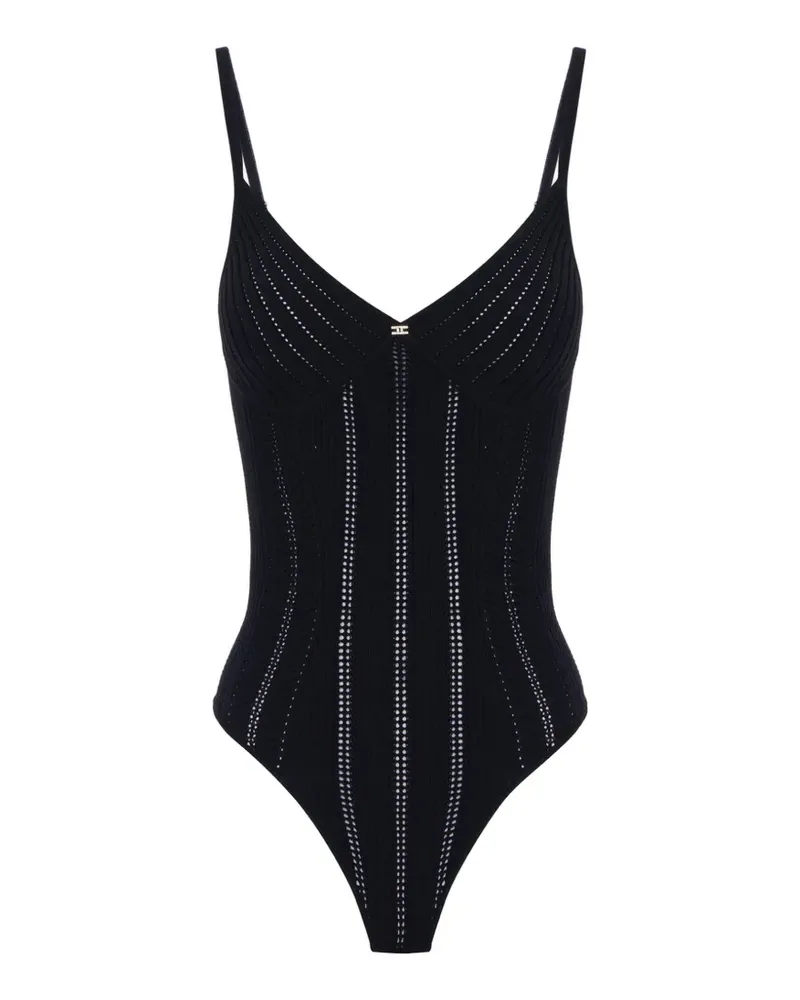 Elisabetta Franchi openwork-knit bodysuit - Schwarz Schwarz
