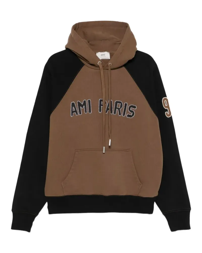 AMI Paris Hoodie mit Logo-Patch - Braun Braun