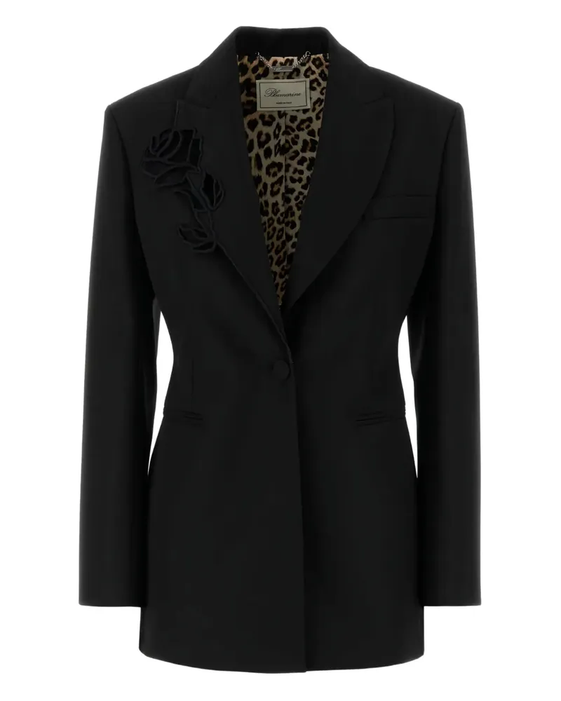Blumarine Wollblazer mit Rosenverzierung - Schwarz Schwarz