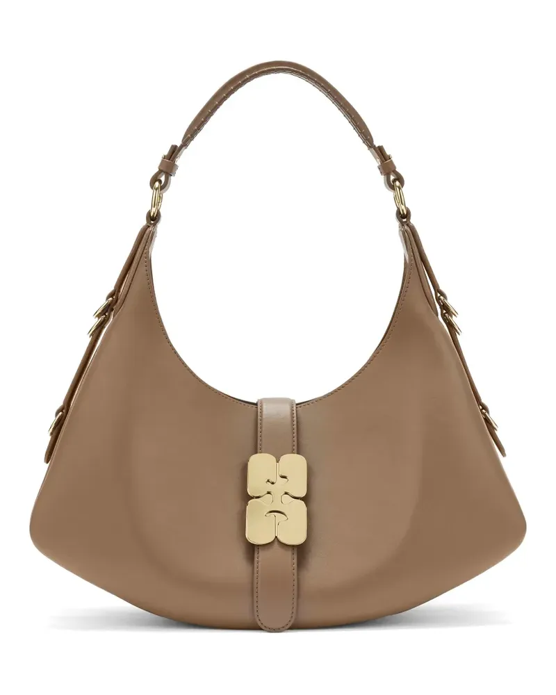 Ganni Kleine Kat Schultertasche mit Schnalle - Nude Nude