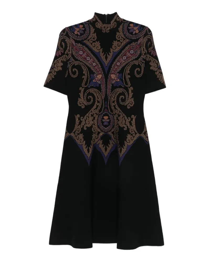 Etro paisley-pattern mock-neck midi dress - Schwarz Schwarz