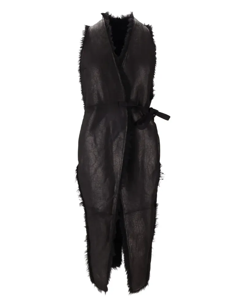 Rick Owens Shearling-Mantel mit Gürtel - Schwarz Schwarz