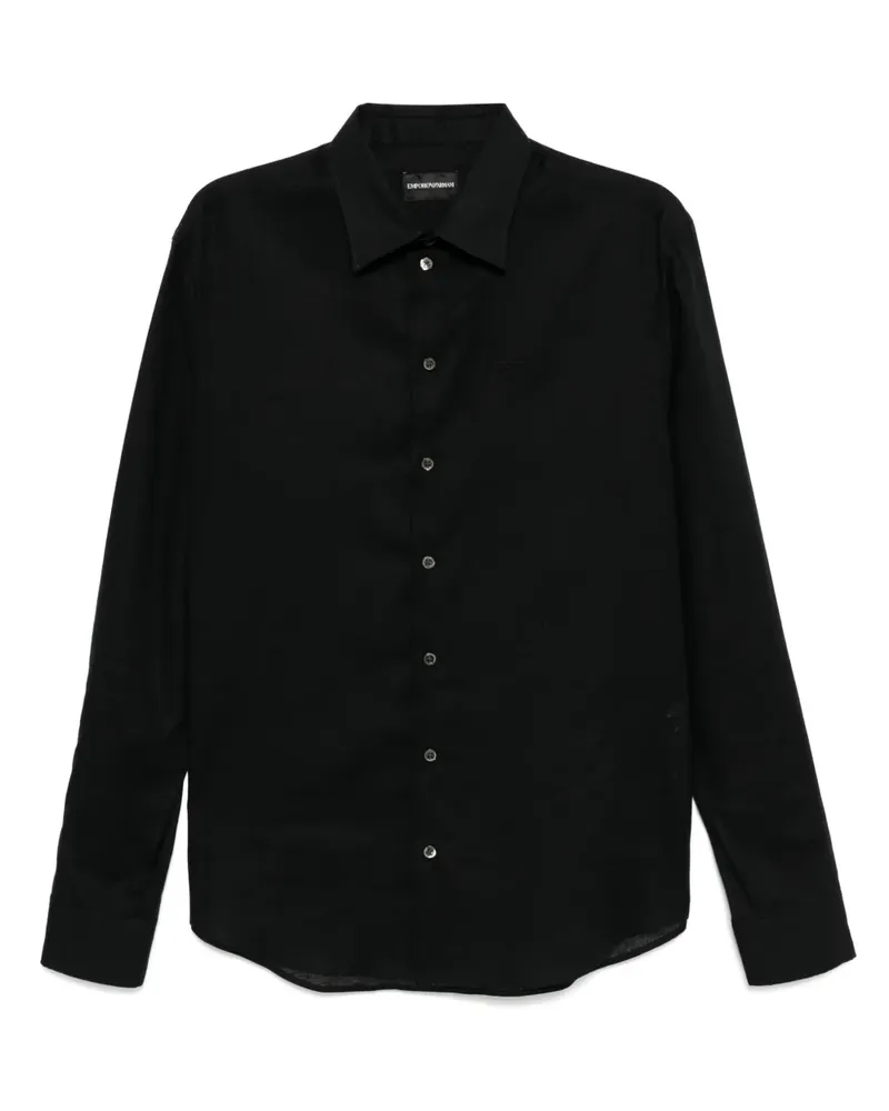 Emporio Armani Hemd mit Logo-Stickerei - Schwarz Schwarz