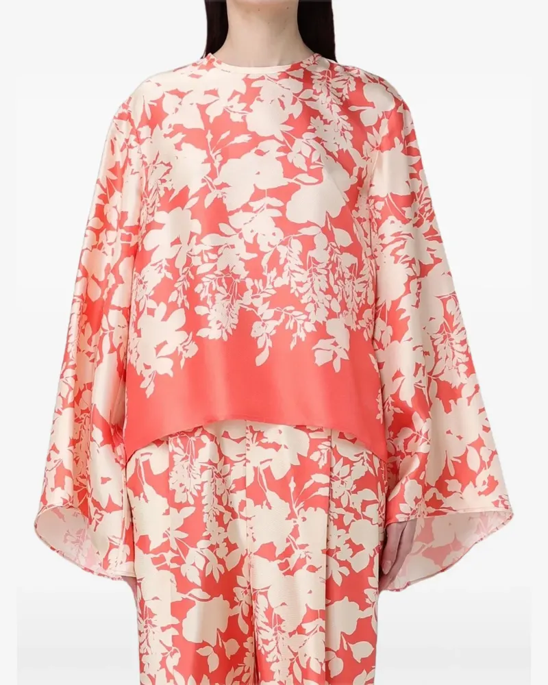 AGNONA floral-print silk trousers - Orange Orange