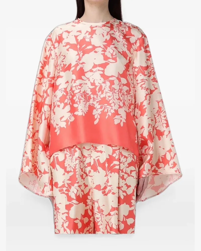 AGNONA floral-print silk trousers - Orange Orange