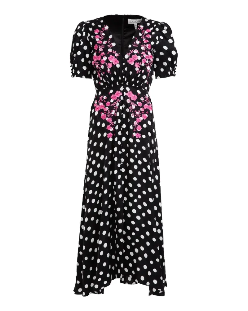 Saloni Lea polka-dot maxi dress - Schwarz Schwarz
