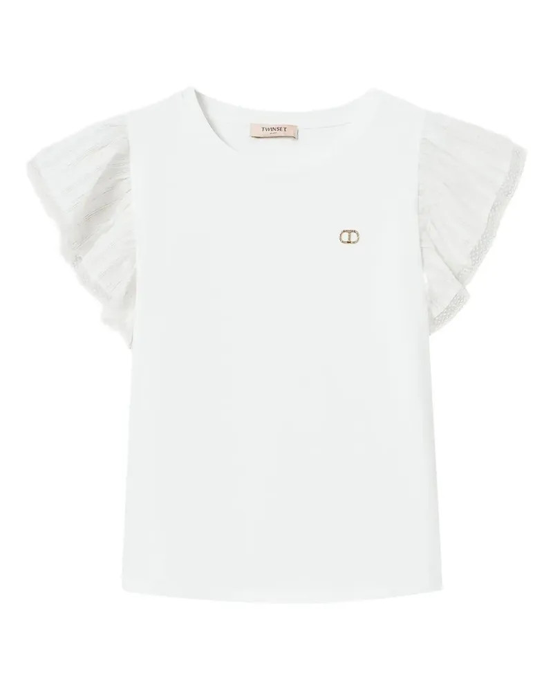 Twin-Set T-Shirt mit Rüschendetail - Weiß Weiß