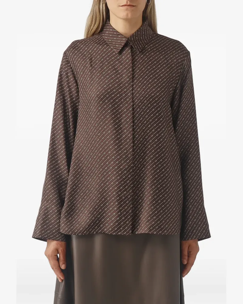 Max Mara Farea Seidenhemd mit Monogramm-Print - Braun Braun