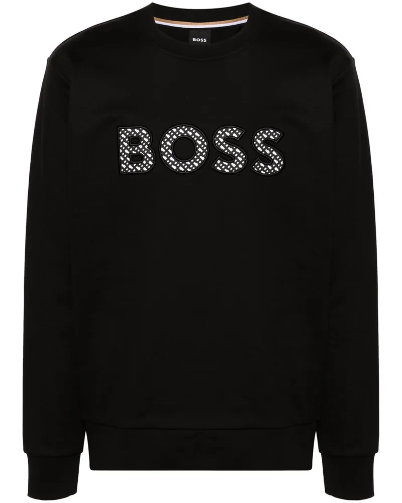 HUGO BOSS Sweatshirt mit Logo-Patch - Schwarz Schwarz