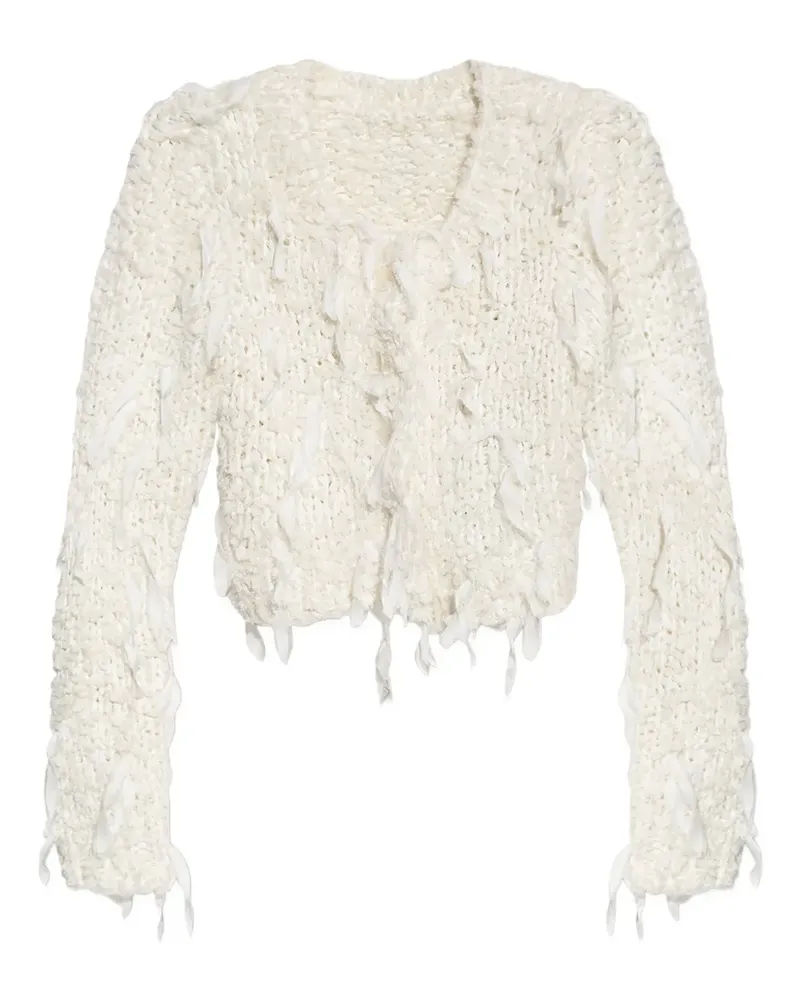 LoveShackFancy Ausgefranster Cardigan - Weiß Weiß