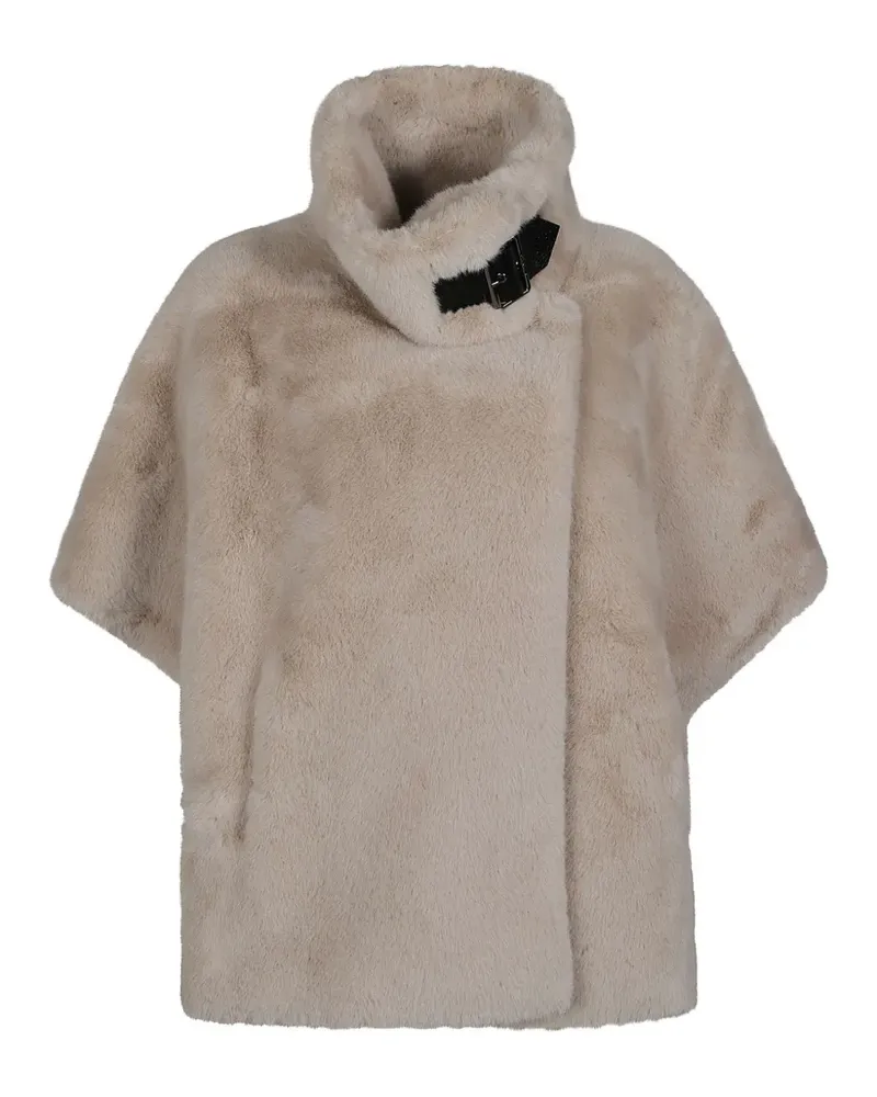 Pinko faux-fur buckle-detail jacket - Nude Nude
