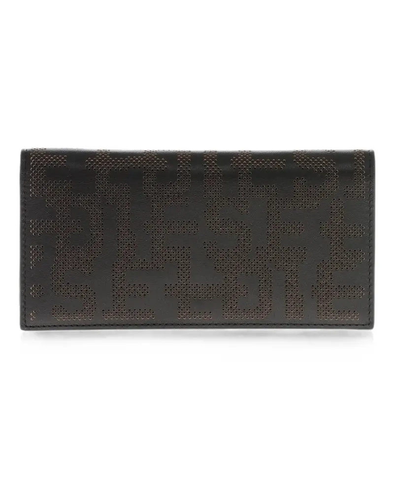 Diesel perforated logo wallet - Schwarz Schwarz