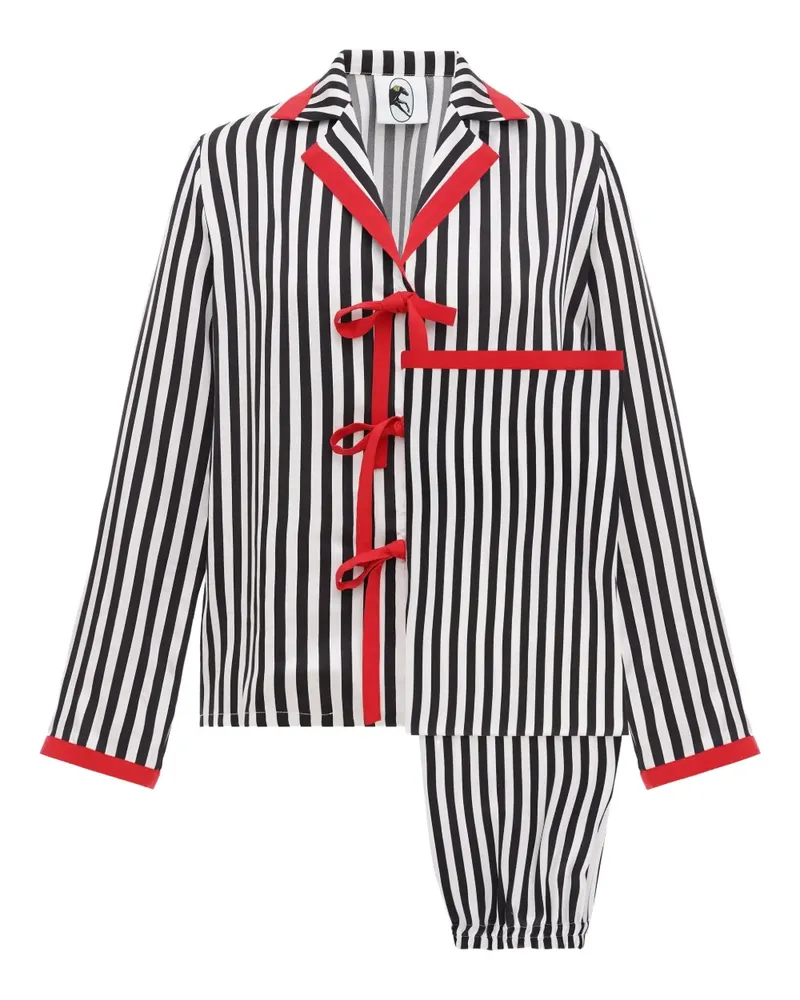 SLEEPER The Bow Pajama Set with Red Details - Schwarz Schwarz