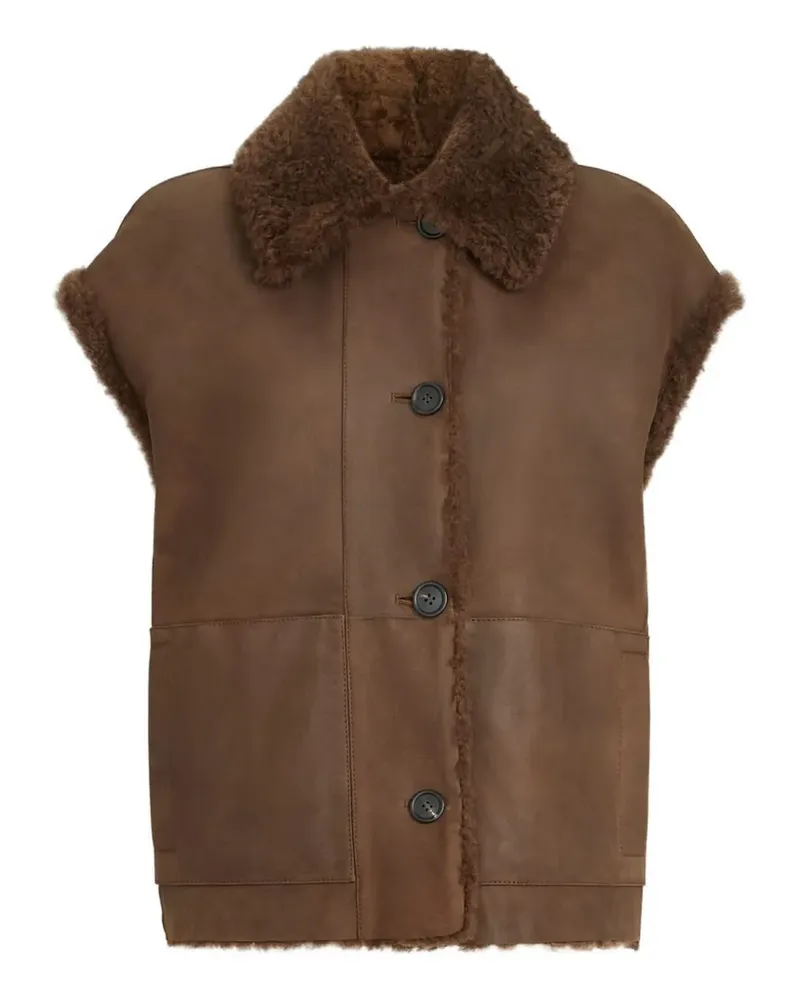 Brunello Cucinelli Wendbare Shearling-Weste mit Monili - Braun Braun