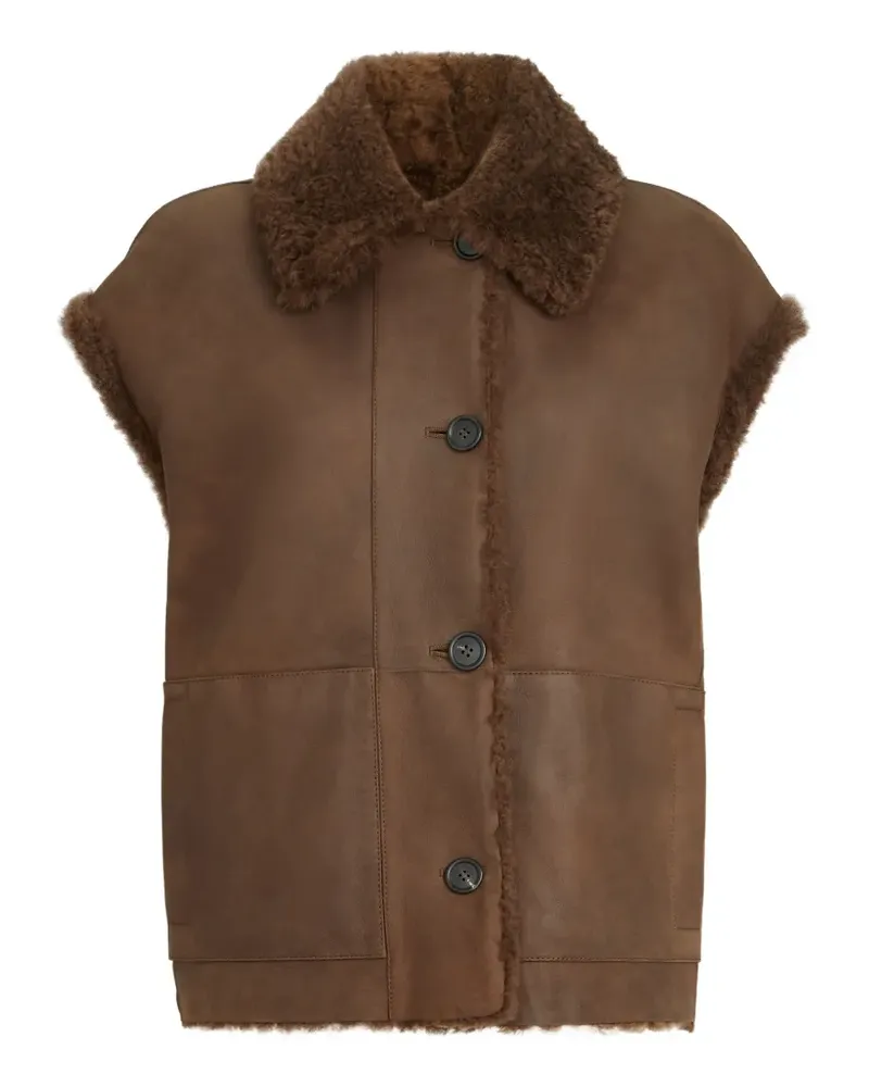 Brunello Cucinelli Wendbare Shearling-Weste mit Monili - Braun Braun