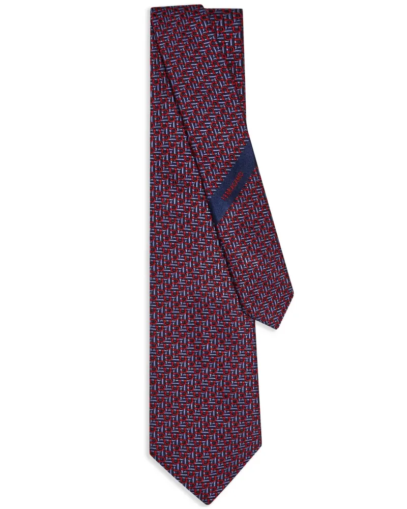 Ferragamo Krawatte mit Jacquard-Gancini - Blau Blau