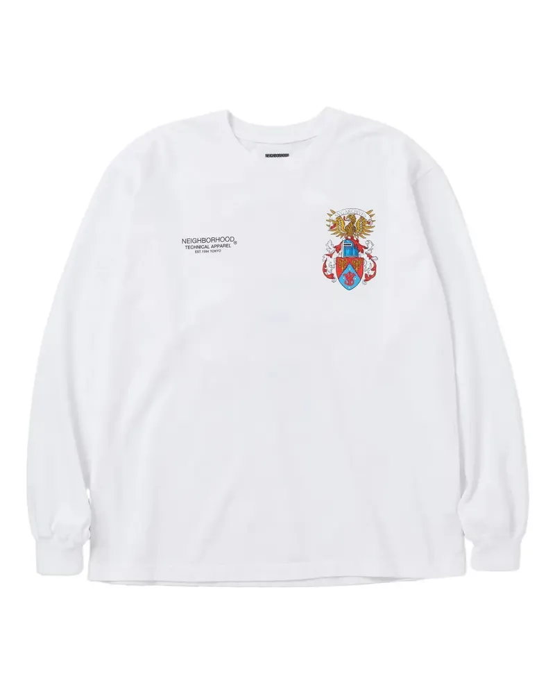 Neighborhood Langarmshirt mit Adler-Wappen - Weiß Weiß