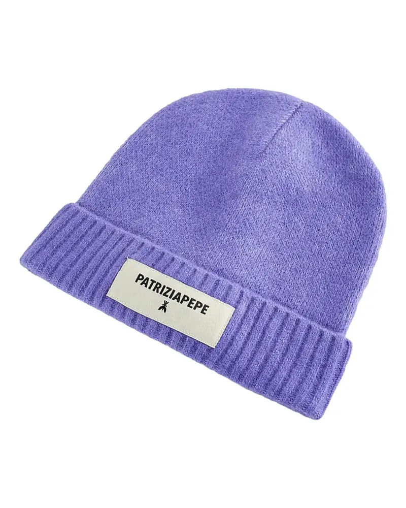 Patrizia Pepe Beanie mit Logo-Patch - Violett Violett