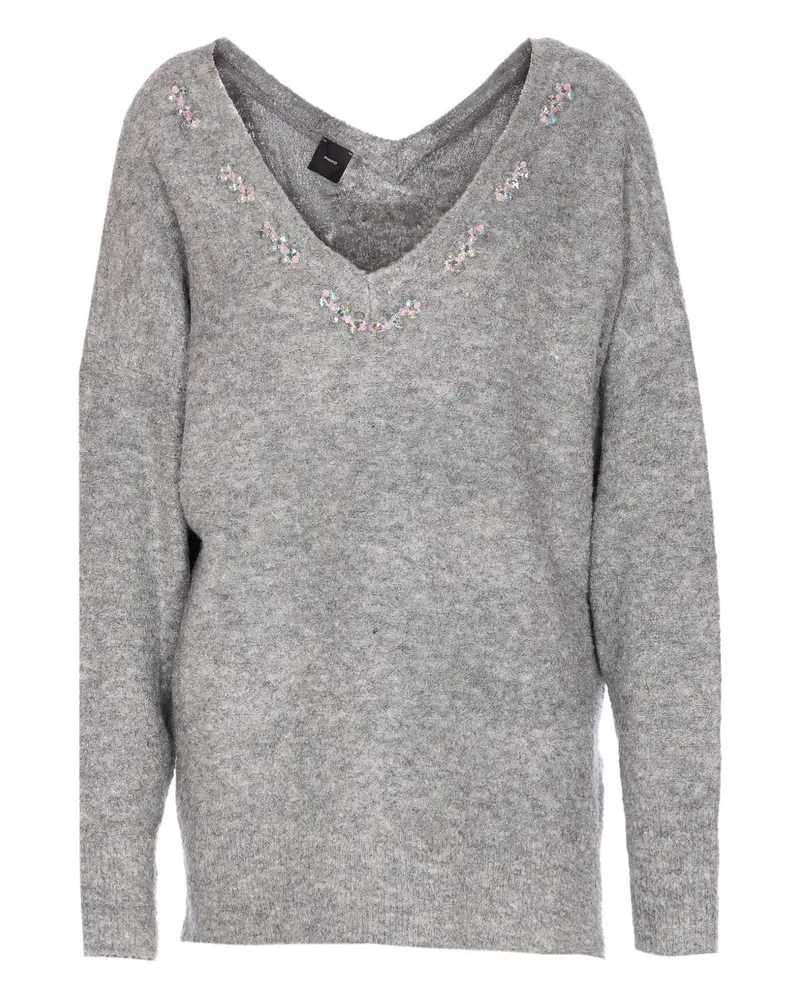 Pinko Verzierter Dancing Queen Pullover mit V-Ausschnitt - Grau Grau