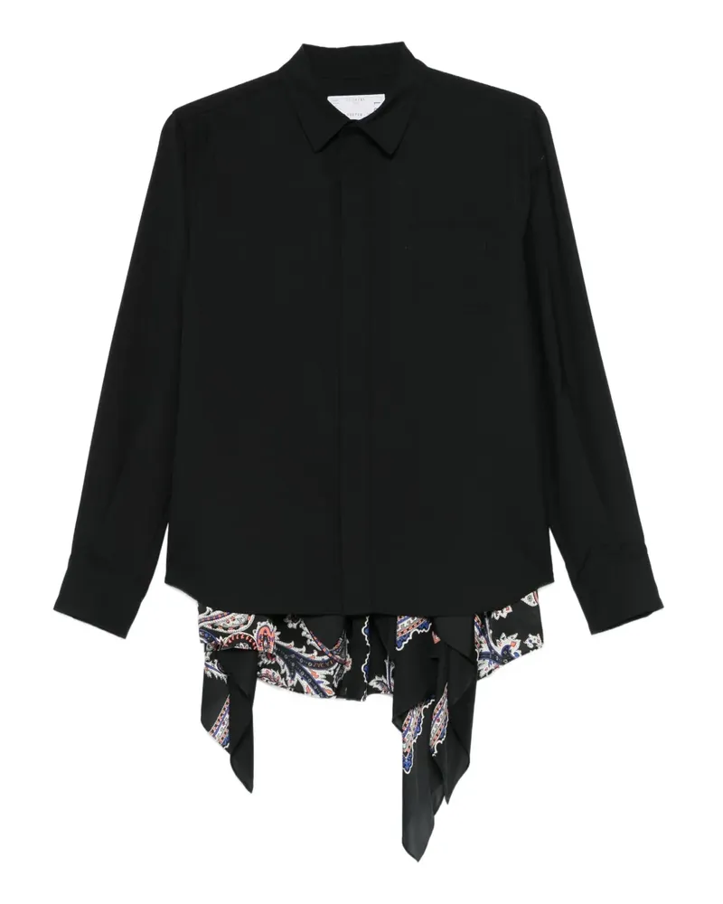 Sacai chest-pocket paisley-panel shirt - Schwarz Schwarz