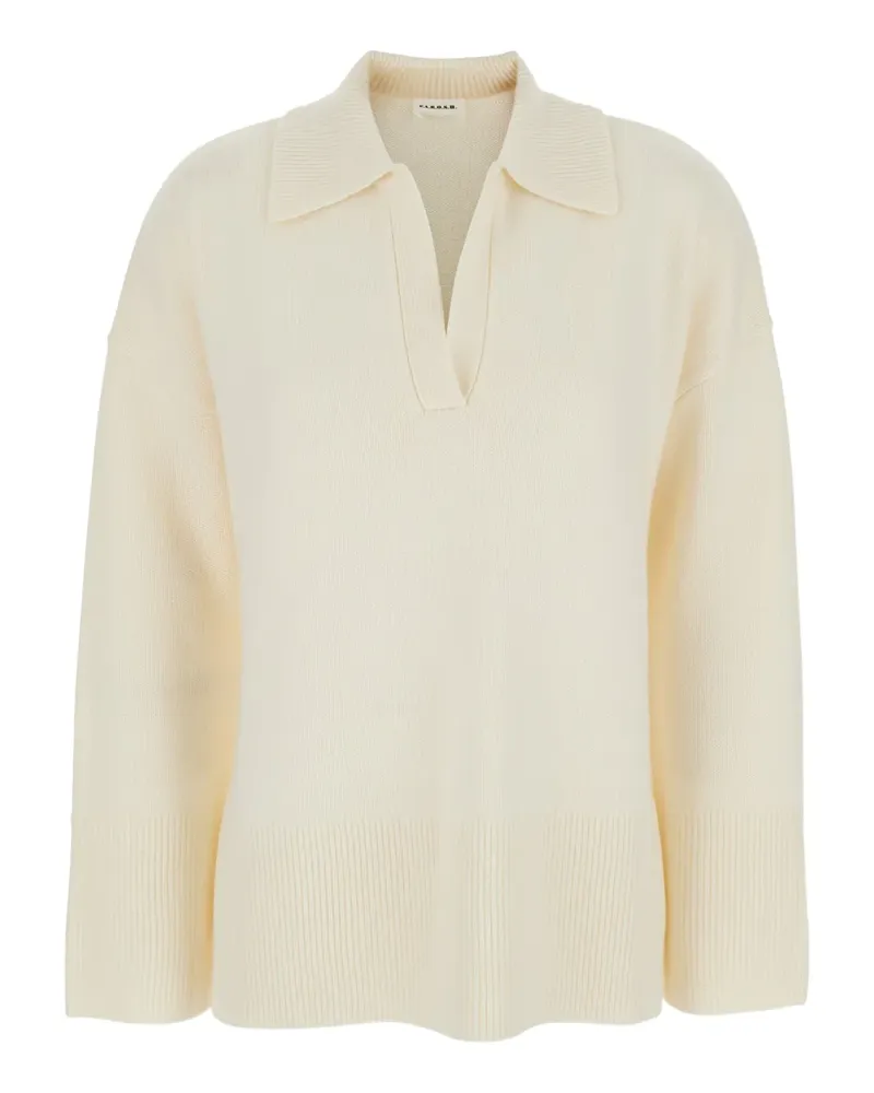 P.A.R.O.S.H. P.A.R.O H. Gerippter Pullover mit Poloshirtkragen - Nude Nude