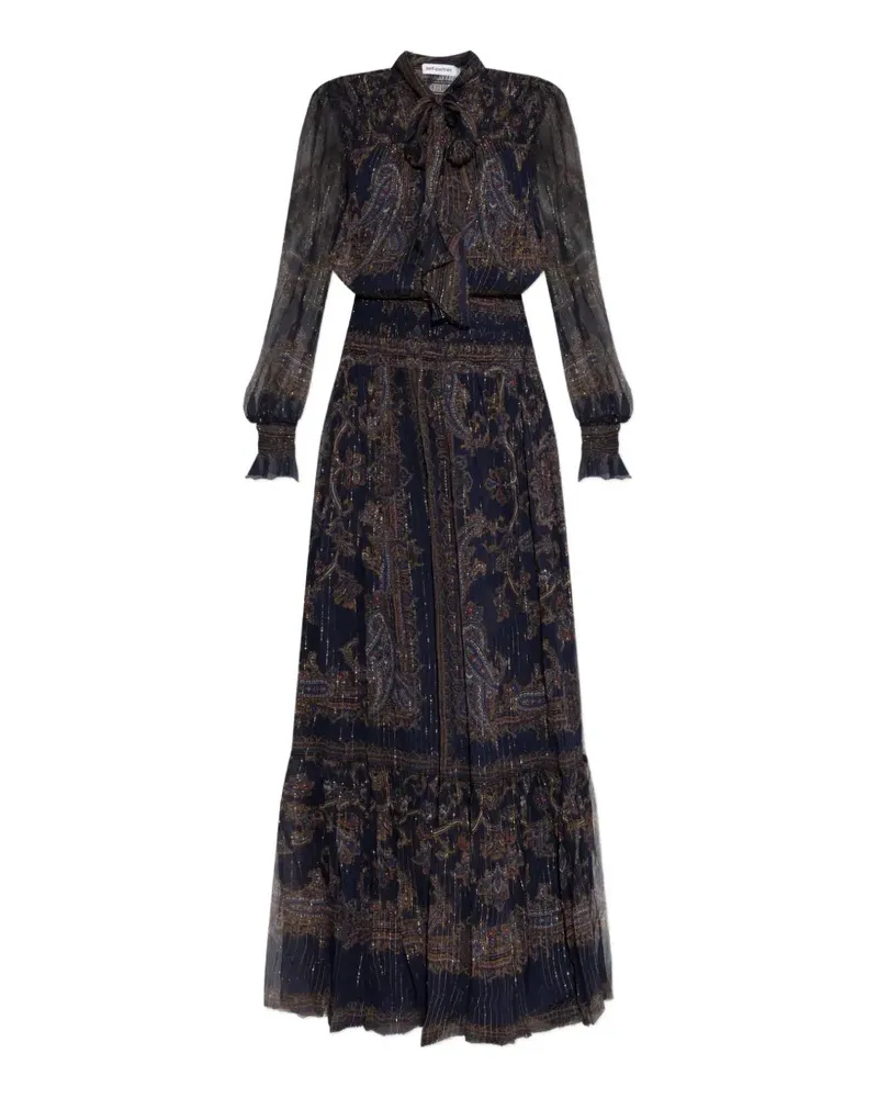 Self-Portrait paisley-print pussy-bow maxi dress - Blau Blau