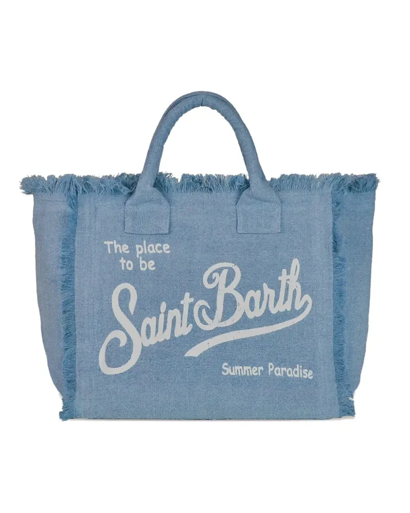 MC2 Saint Barth Collette fringed zip linen tote bag - Blau Blau