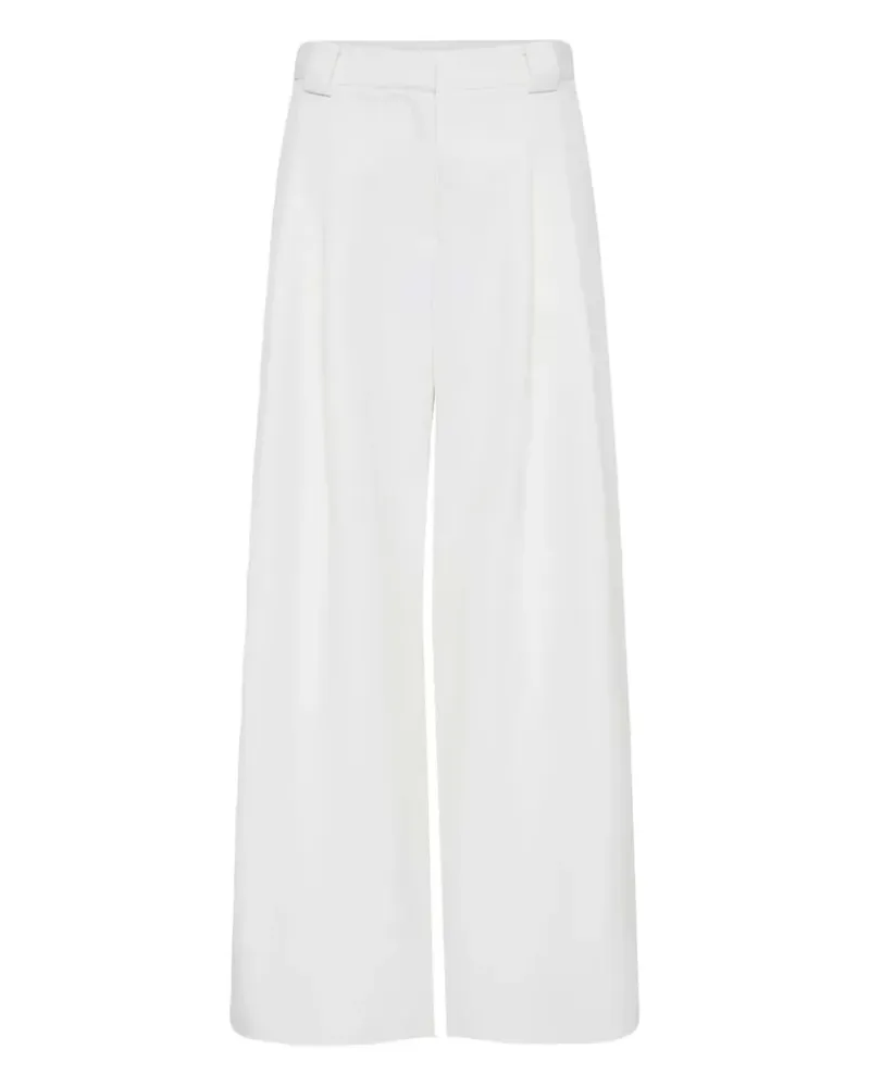 St. Agni Wide-Leg-Hose mit Bundfalten - Weiß Weiß