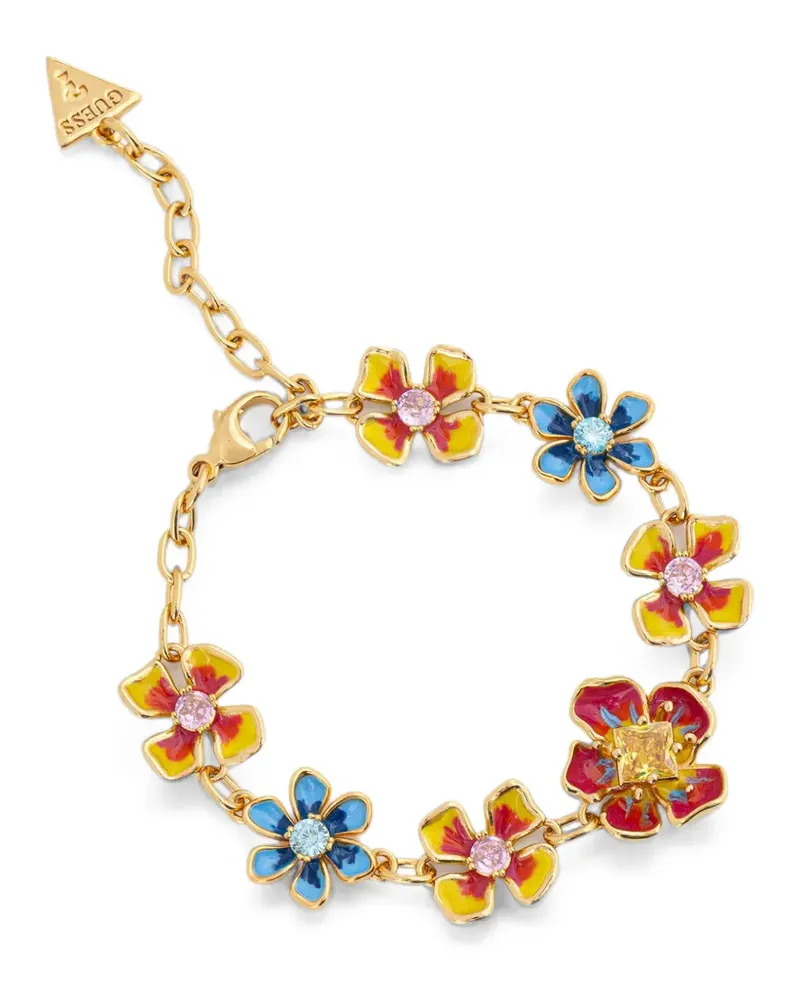 Guess Floris floral-pendant crystal-embellished bracelet - Gold Gold