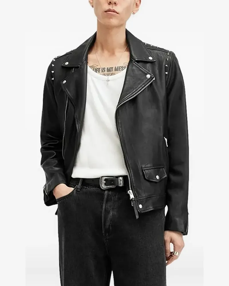 AllSaints Bikerjacke mit Nieten - Schwarz Schwarz