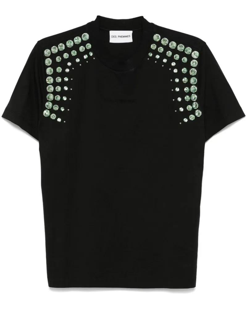 Des Phemmes T-Shirt mit Kristallen - Schwarz Schwarz