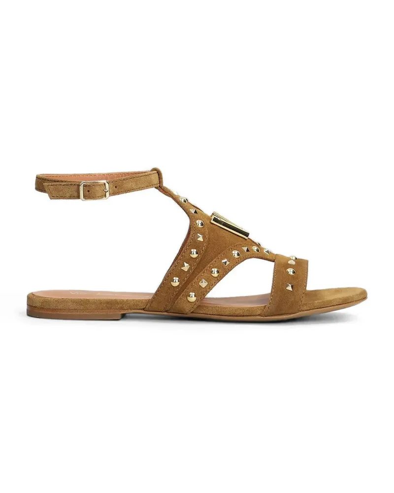 Via Roma 15 studded V-logo sandals - Nude Nude