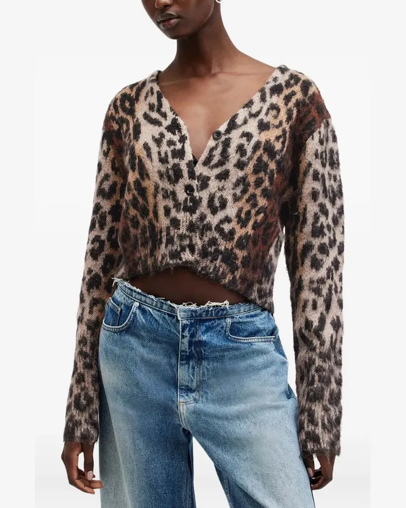 AllSaints Wick Lex leopard-print cardigan - Braun Braun
