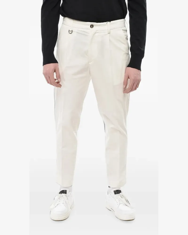 Paolo Pecora Milano Duomo pleated-detailing velour trousers - Weiß Weiß