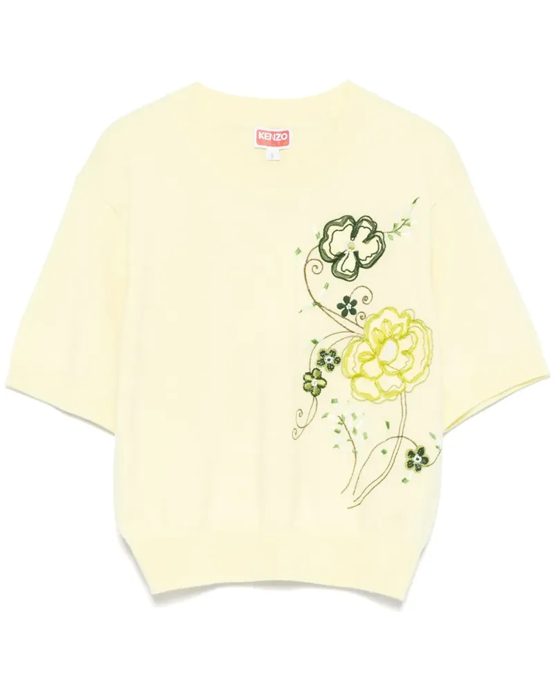 Kenzo Verziertes Peonies T-Shirt - Gelb Gelb