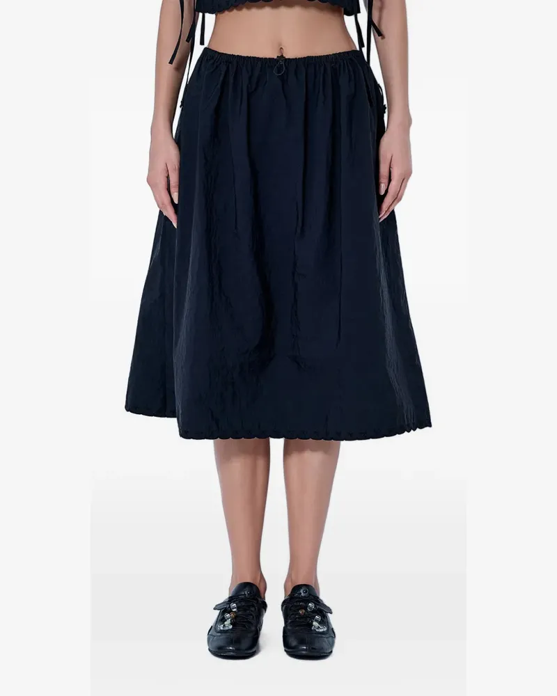 Cecilie Bahnsen Fiella Midirock mit elastischem Bund und Wellensaum - Schwarz Schwarz