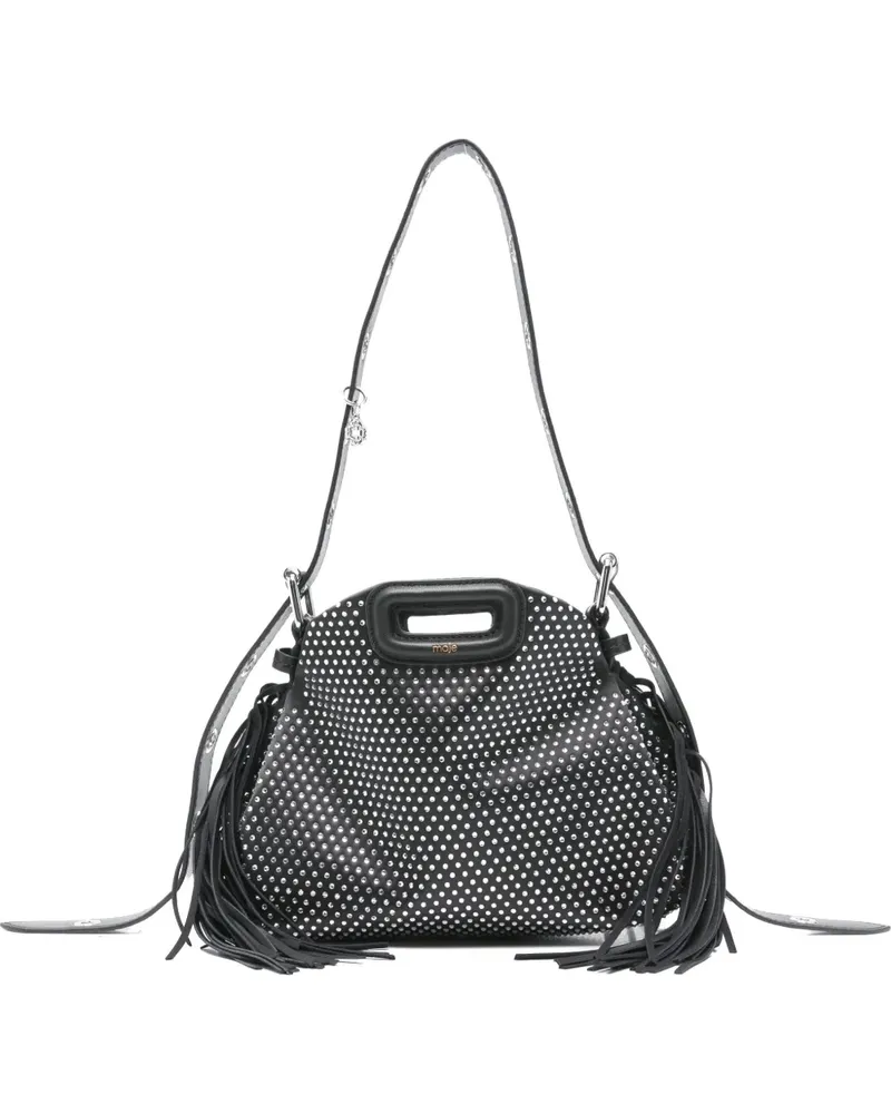 Maje Schultertasche mit Fransen - Schwarz Schwarz