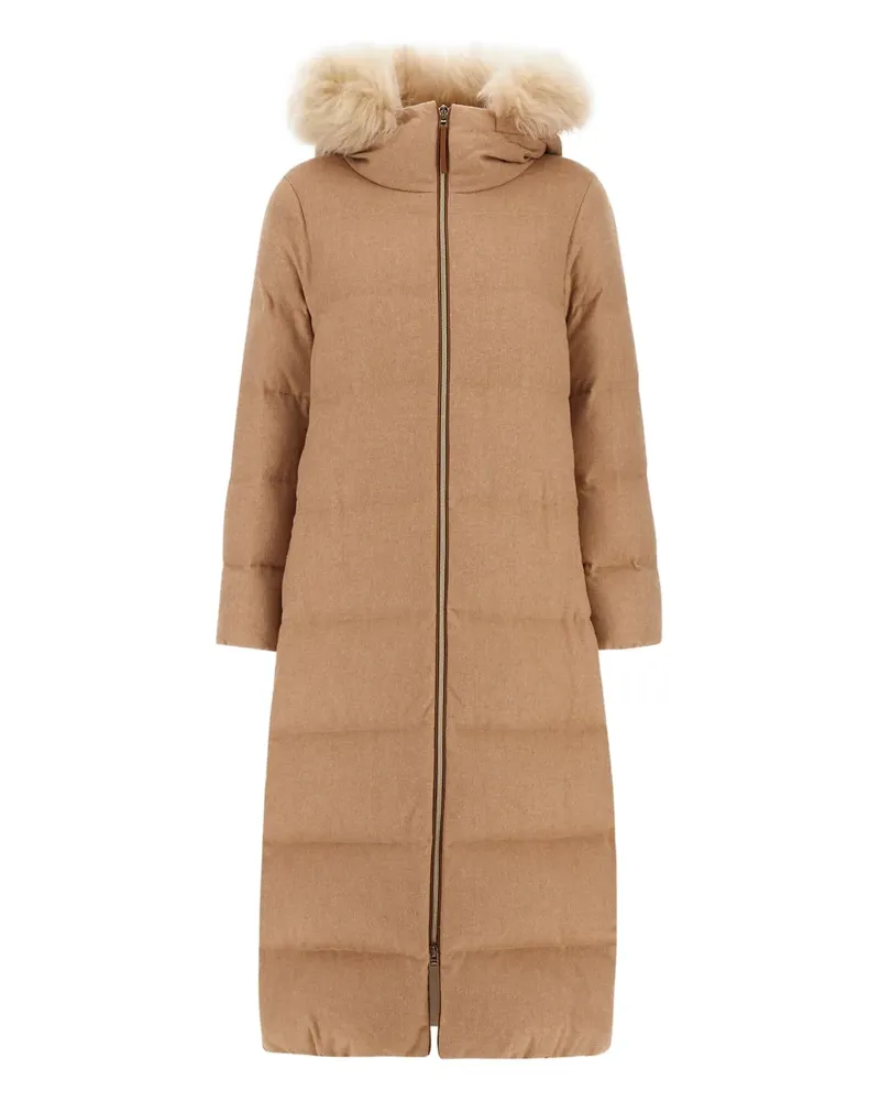 Herno Gefütterter Mantel mit Pelzbesatz - Nude Nude